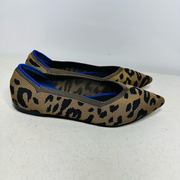 Jet' accompagne toujours Leopard Knit Women’s Sz 40 Flat Shoes Point Toe 9,5 - Picture 2 of 8
